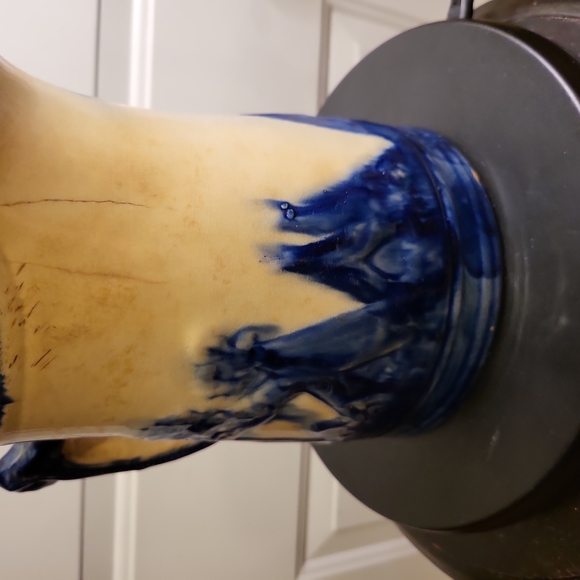 Antique Old Sleepy Eyed Joe Blue & White Ironstone Pitcher 1900. - Picture 7 of 11